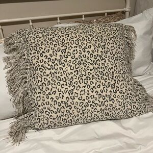Leopard Print Throw Pillow with Fringe